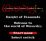 Wizardry III: Knight Of Diamonds title screen for GameBoy Color